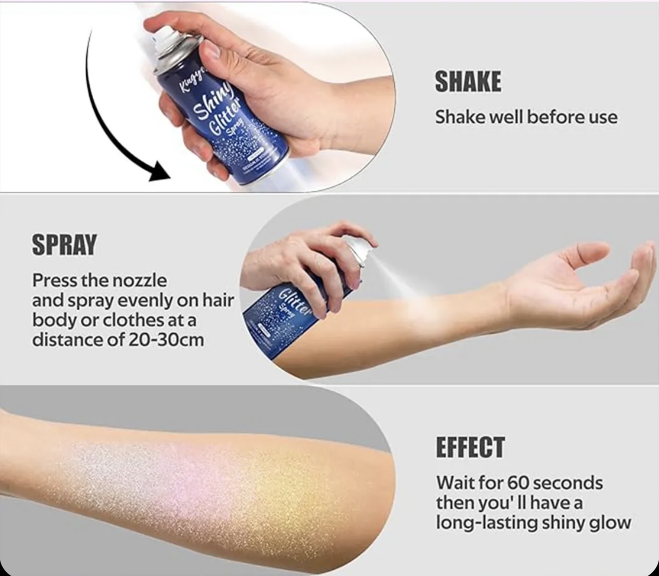 اسپری گلیتری مو و بدن ولباس