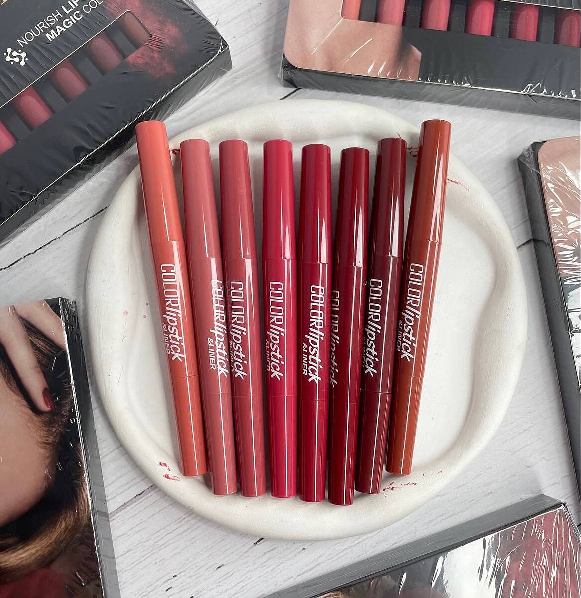  رژلب و خطلب 2 طرفه ۸تایی