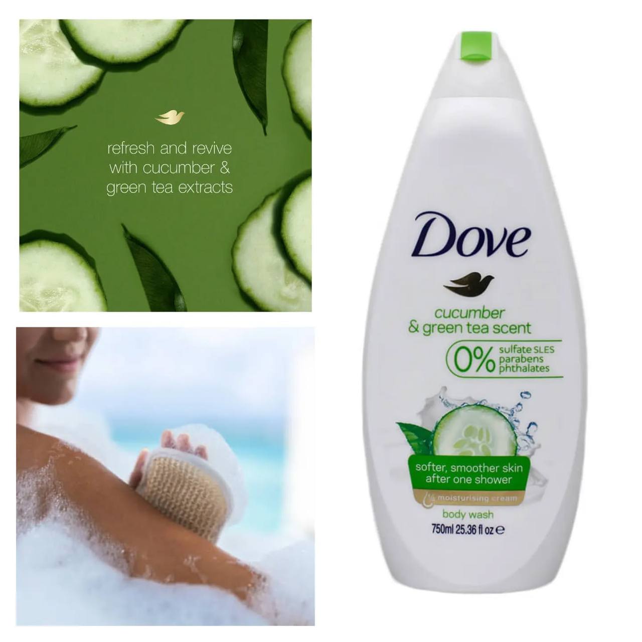 شامپو بدن داو با عصاره خیار و چای سبز